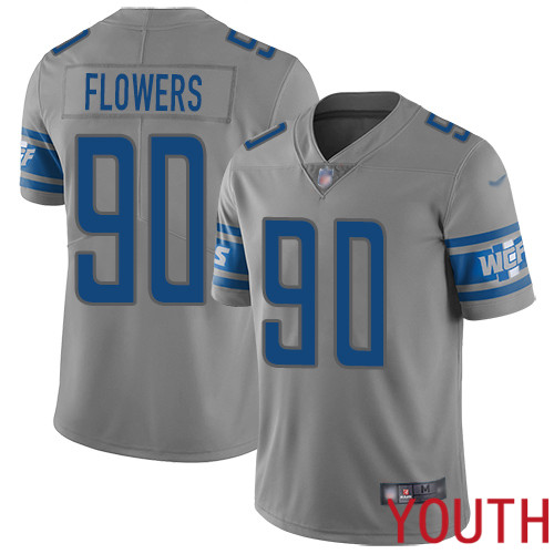 Detroit Lions Limited Gray Youth Trey Flowers Jersey NFL Football #90 Inverted Legend->women nfl jersey->Women Jersey